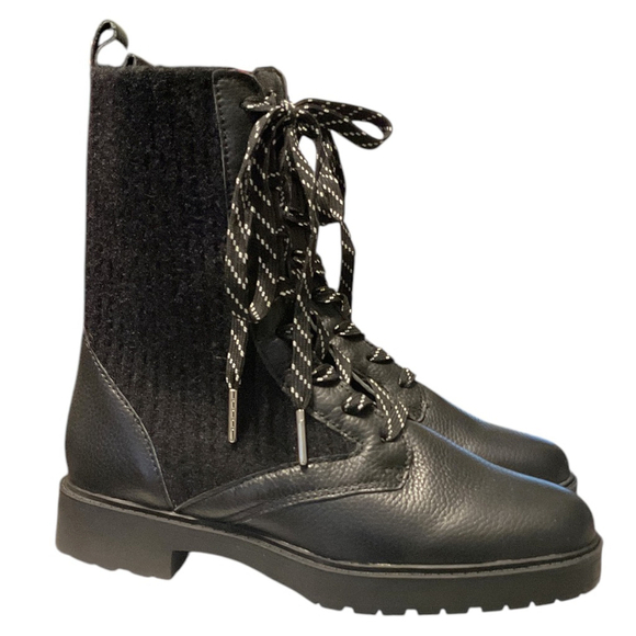 SPLENDID,Scout leather & wool lace up combat Boots 6M Black NWOT - Picture 6 of 13